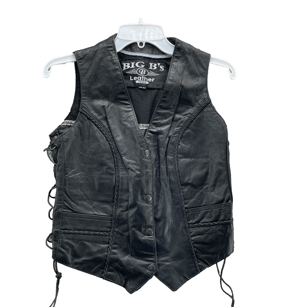 Big Bs Genuine Leather Vest Women Medium Motorcycle Biker‎ Western Cowboy Riding